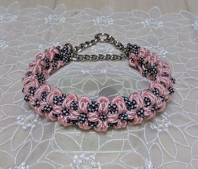 花柄 ハーフチョークチェーンタイプ　小型 中型犬用　お揃いのリードと共に