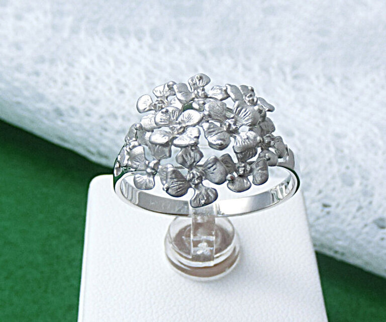 シルバー製：あじさいリング　　【日本製】