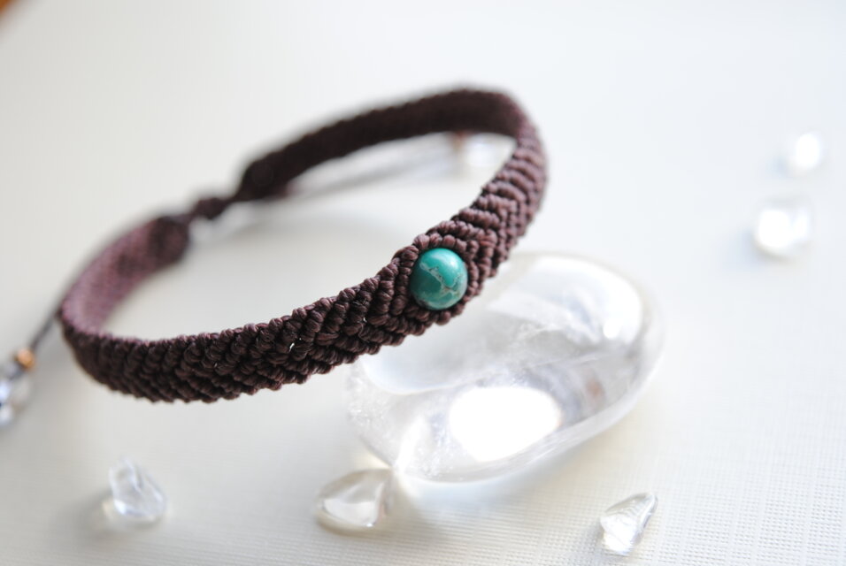 ターコイズマクラメブレスレット＊6㎜
