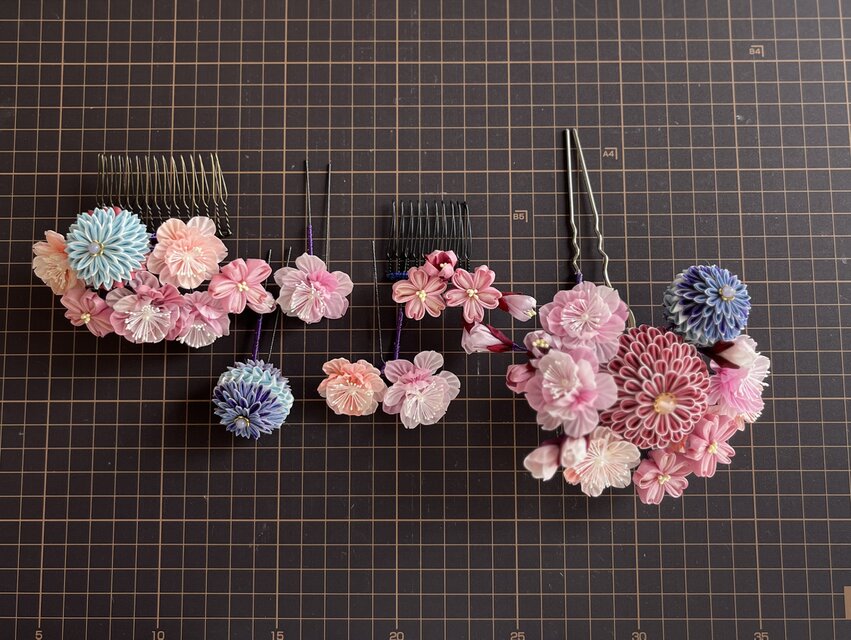 つまみ細工成人式・婚礼用髪飾り「桜の園」 | iichi 日々の暮らしを