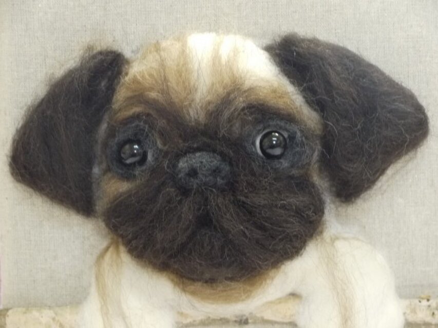 羊毛フェルト・ペット壁掛けタイプAパグ