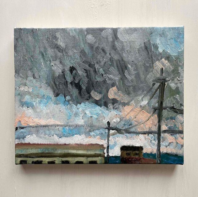 原画・油彩「近所の風景2024」絵画・F3（22×27㎝） | iichi 日々の