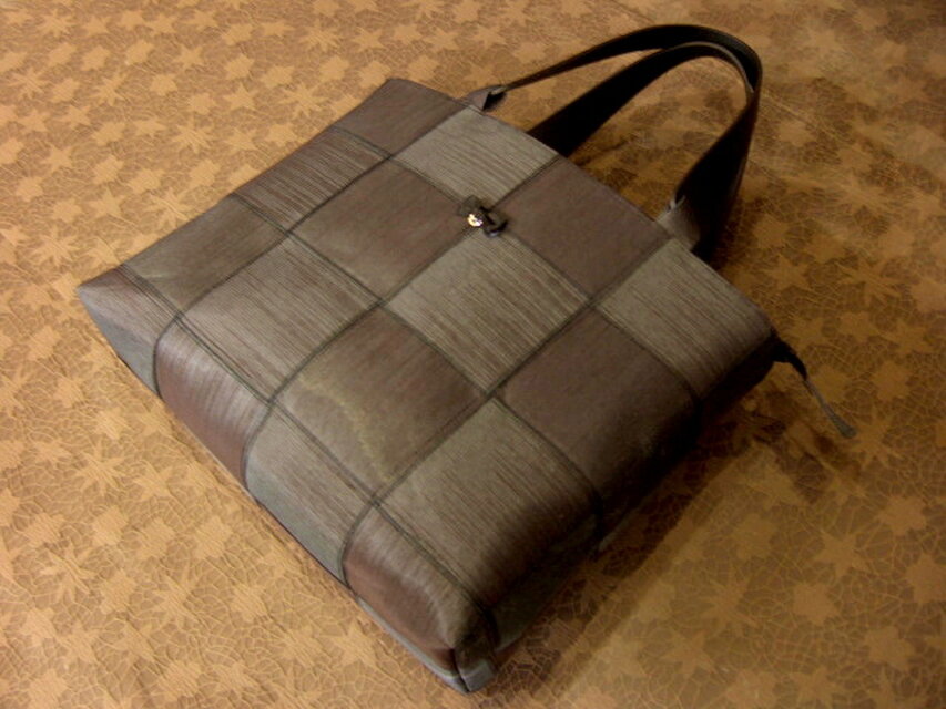 畳縁格子柄トートバッグ