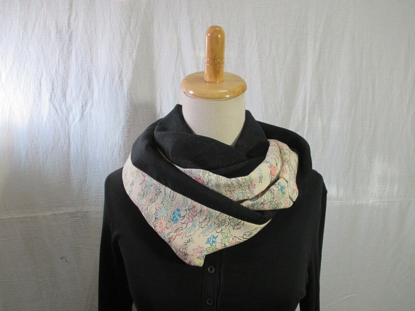 s14　スヌード　着物リメイク　ネックウォーマー　マフラー　ストール　おしゃれ　ちりめん