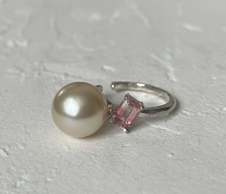 ピンクトルマリン＆真珠・イヤーカフ（silver９２５）（売約済）