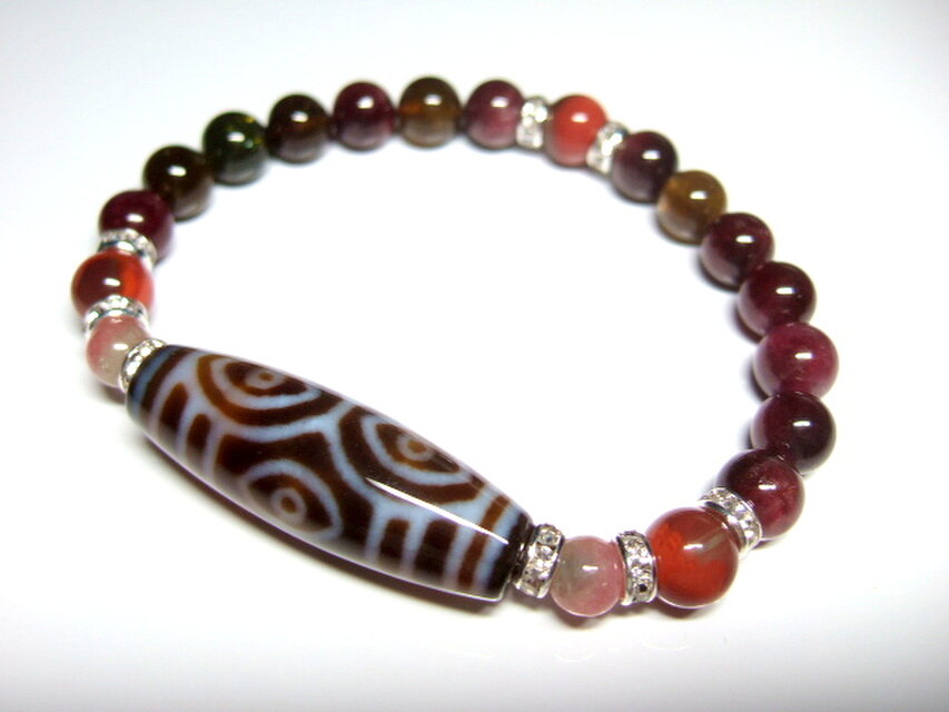 ❤️ysawjsw出品 赤天眼石 天珠型デザインブレスレット