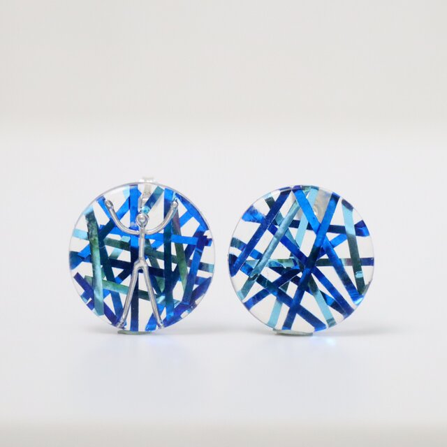 【プロレス】BLUE紙テープ両手:ピアス/イヤリング