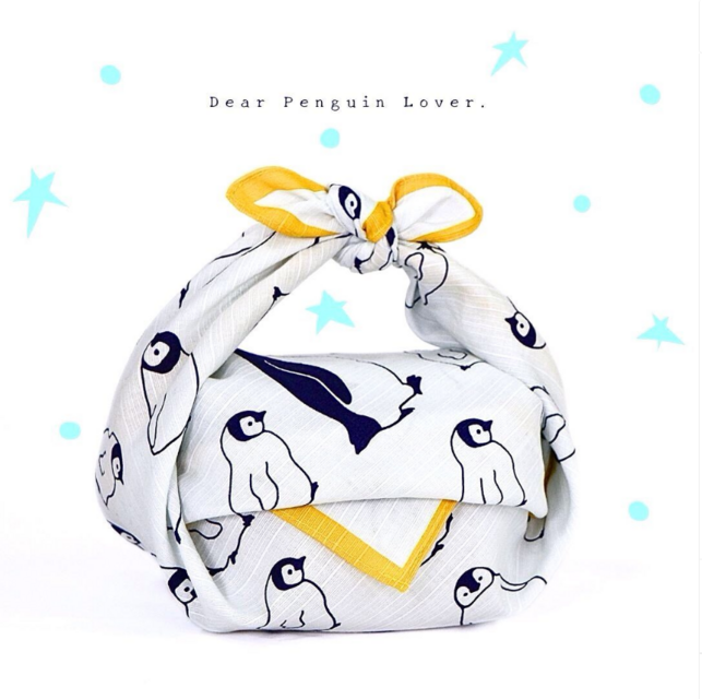 風呂敷　日本のかたち　チーフ　ペンギン　白　ふろしき　 弁当箱包み　綿100％　50cm幅