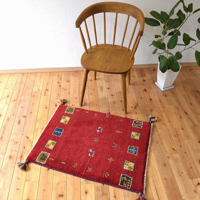 感謝キャンペーン50％OFF　ペルシャ ギャッベ　玄関マット　84x62cm　RD8953