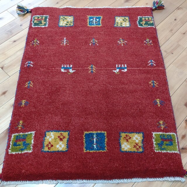 感謝キャンペーン50％OFF ペルシャ ギャッベ 玄関マット 84x62cm