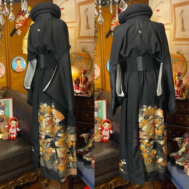 和洋折衷 夏黒留袖 着物 リメイク ワンピース ドレス