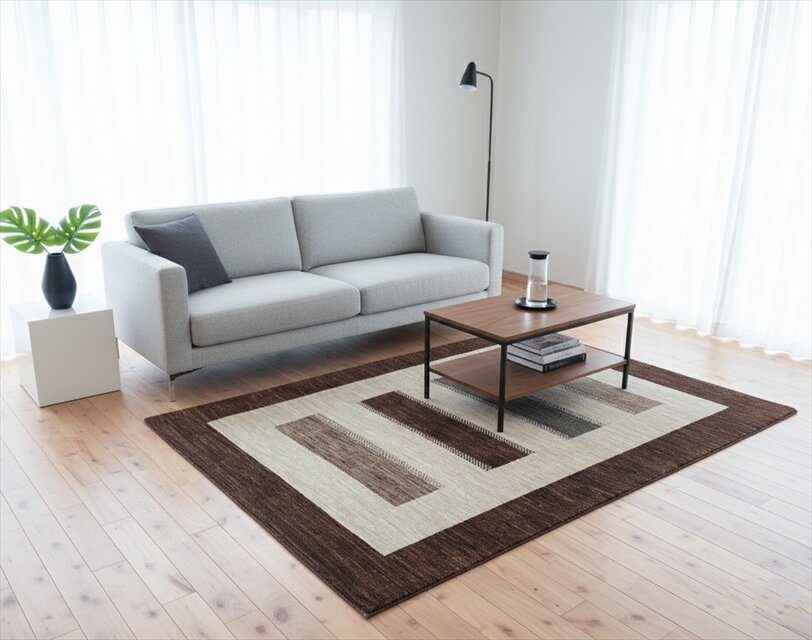 夏は涼しく冬は暖かい 天然無染ラグ　ガゼニラハット　リビング　P2　200x140cm　手織り絨毯