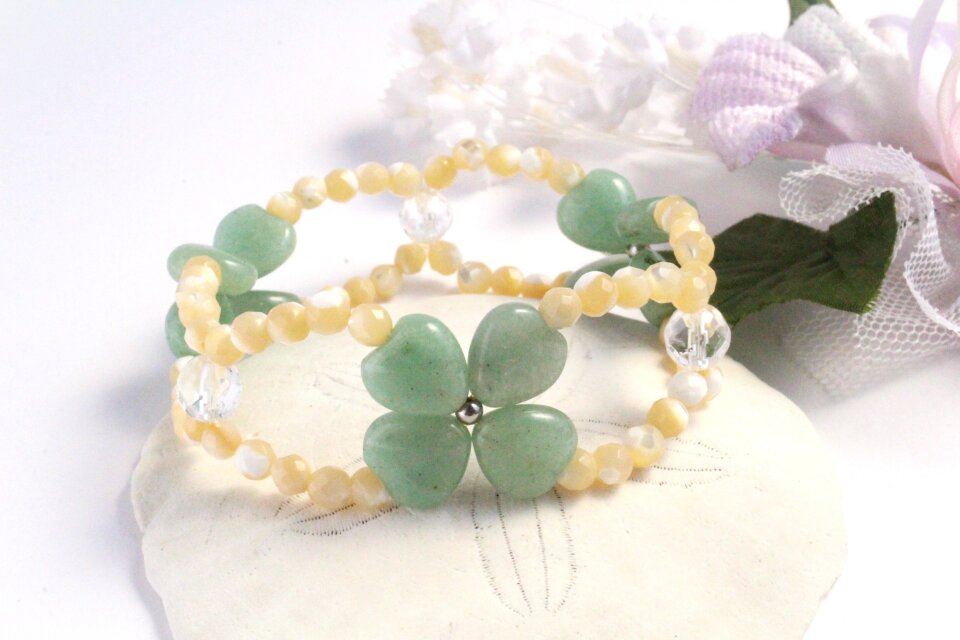 Happy Clover アベンチュリン×マザーオブパール　ブレスレット