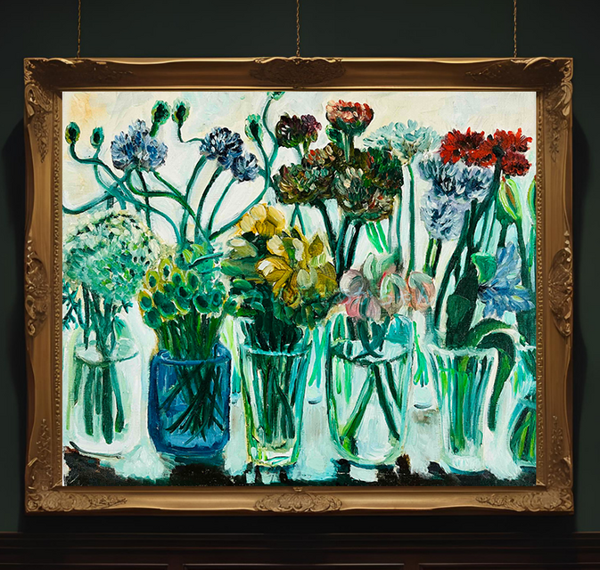 原画「窓辺の花瓶」F8・油彩画