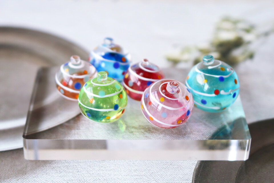 ガラスのお祭り「ヨーヨー」ガラスの縁日　ミニチュア水風船