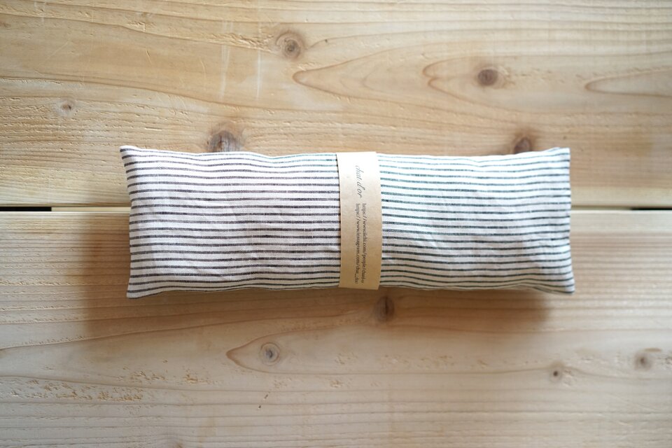 猫用ピロー◇枕 イタリアンリネン ストライプ×水色