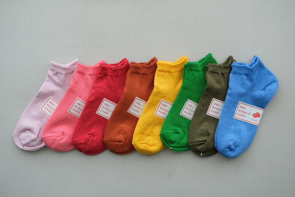 【7/19 再入荷】リネン アンクルソックス（各色）22-24cm