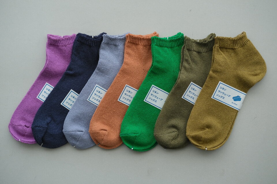 【7/19 再入荷】リネン アンクルソックス（各色）25-27cm