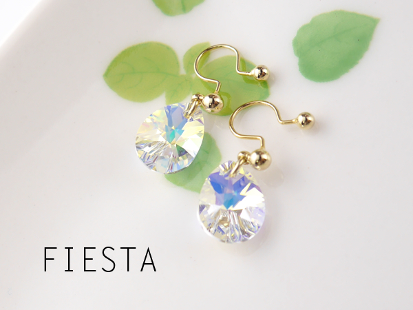 クリスタルの雫　ノンホールピアス（イヤリング）