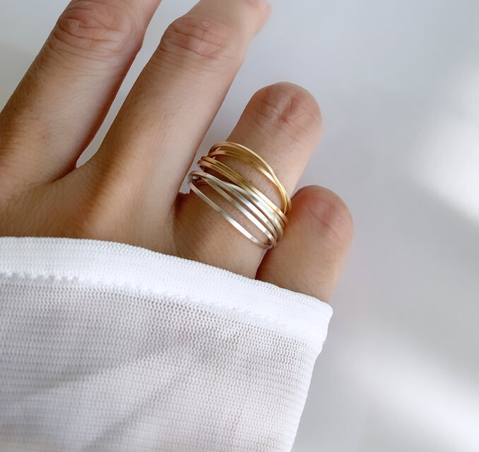 【2点セット】 2way Four リング　指輪　イヤーカフ　イヤカフ　14kgf silver925　