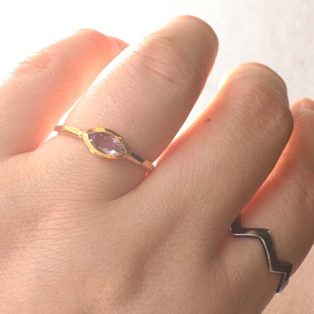 ローズアメジスト　マーキスカット　8×4　シルバーSV925リング