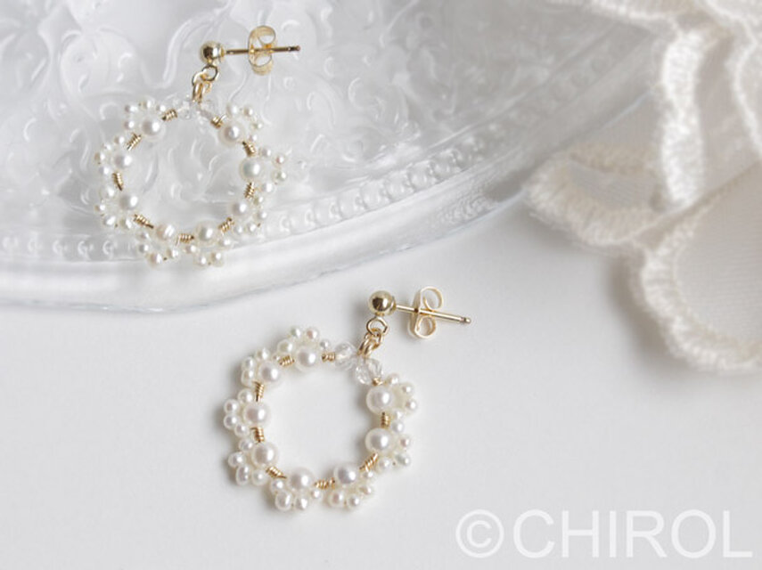 ＊●●　淡水パール の ピアス●●＊/ 14kgf