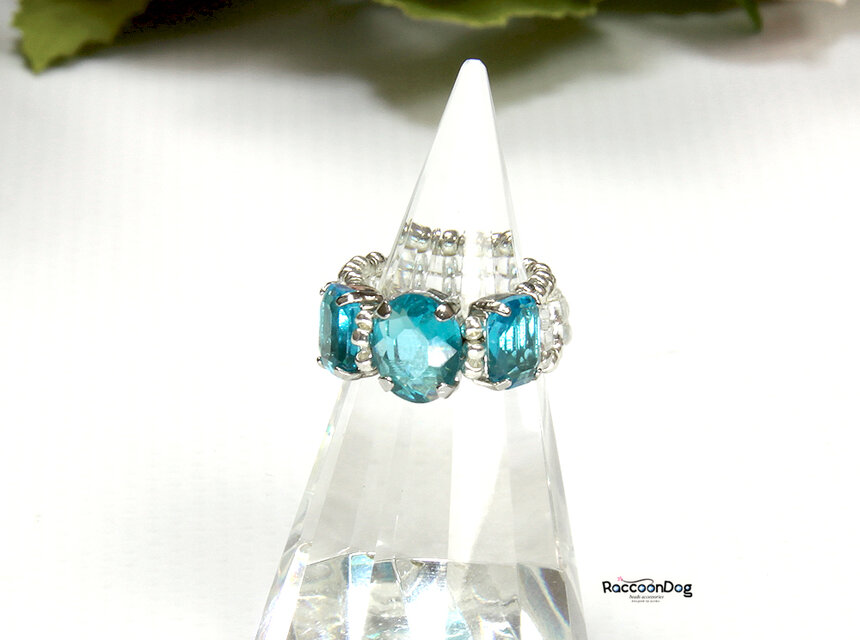 ジルコン・海のアクアリング（ジルコン ビーズリング）《ビーズアクセサリー》