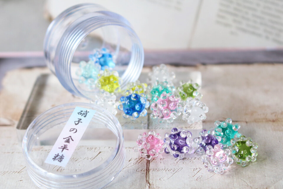 ガラスの金平糖　ガラスのミニチュア和菓子