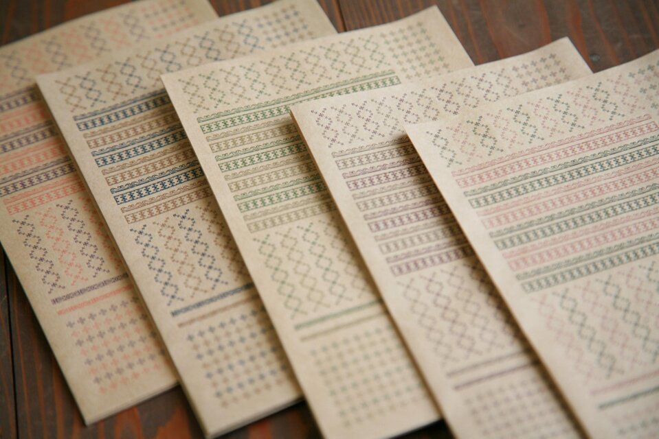平 袋 <彩> 〔retro pattern series〕 3枚入り 明治レトロ柄 活版印刷