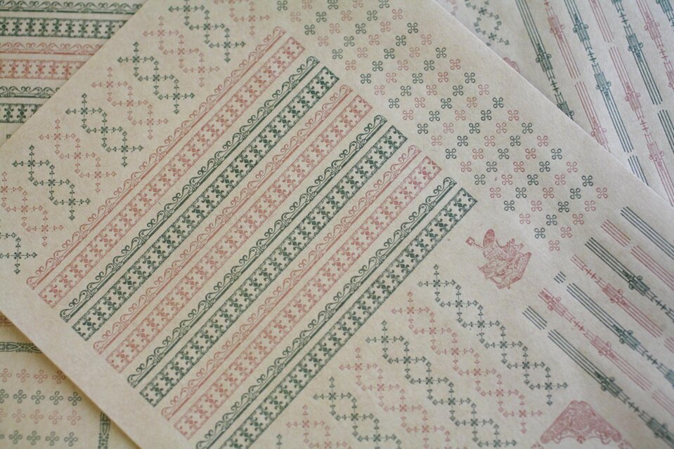 ✧1点物✧ステキな紙モノ✧オリジナル平袋✧vintage victorian✧ 平 袋 <彩> 〔retro pattern series〕 3枚入り 明治レトロ柄 活版印刷