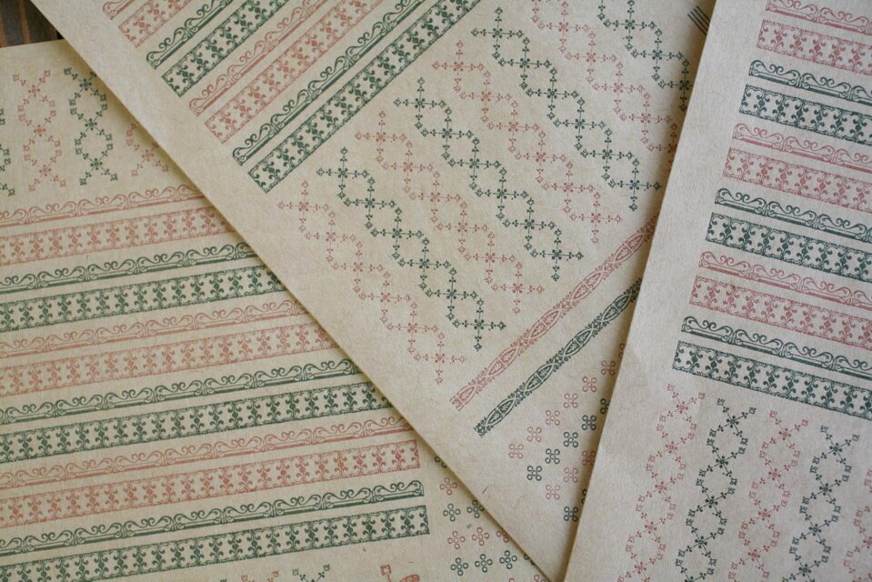 平 袋 <彩> 〔retro pattern series〕 3枚入り 明治レトロ柄 活版印刷