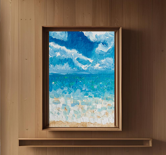 原画「晴れた日の海 6」サムホール・油彩 | iichi 日々の暮らしを