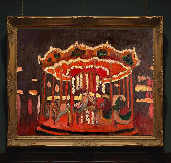 原画「夜のメリーゴーランド」F6・油彩画 | iichi 日々の暮らしを