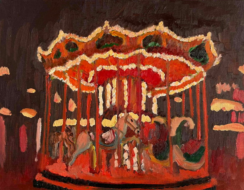 原画「夜のメリーゴーランド」F6・油彩画 | iichi 日々の暮らしを