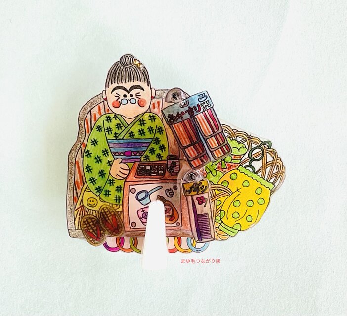 昭和レトロ　マグネットフック・キーフック・輪ゴムホルダー　銭湯あさひ湯・番台のみよちゃん4号・半透明！　