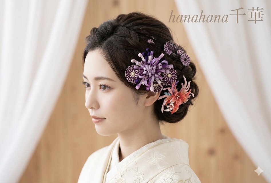 つまみ細工成人式・婚礼用髪飾り「糸菊と喜蝶」 | iichi 日々の暮らし