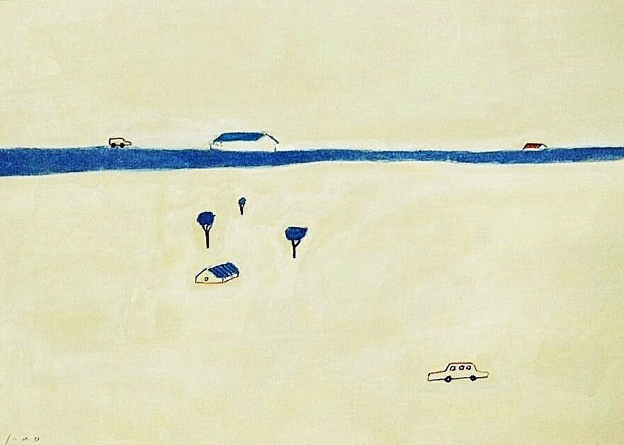 一点物｜原画「ドライブ」※額縁入り（四つ切サイズ）イラスト 絵画