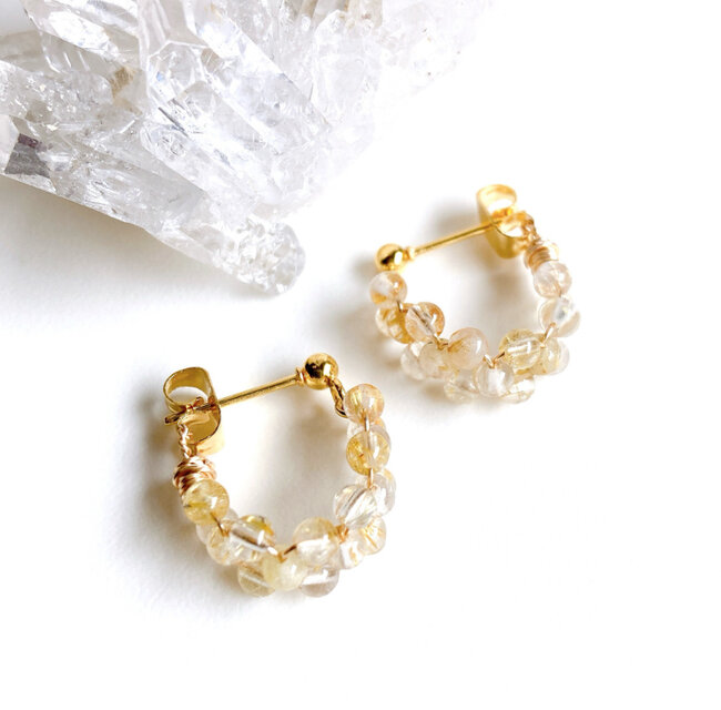 新品★CHAN LUU 天然石を使った美しいフープイヤリング ♪♪♪ f51d1309c945508868cfc7ed065b3b