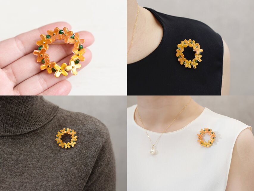 ブローチとしても使える秋のリース ハンドメイド ブローチとしても使える秋のリース ハンドメイド ブローチとしても