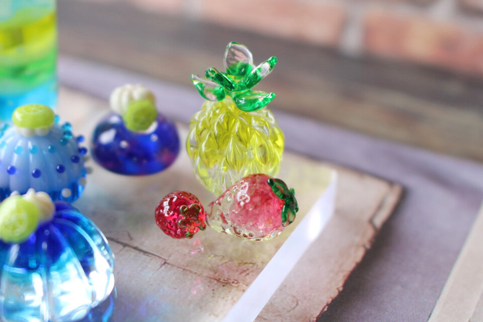 ガラスのミニチュア 夏スイーツセット ☆ガラスのミニチュア喫茶店
