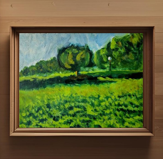 原画「公園」F5・油彩画 | iichi 日々の暮らしを心地よくする