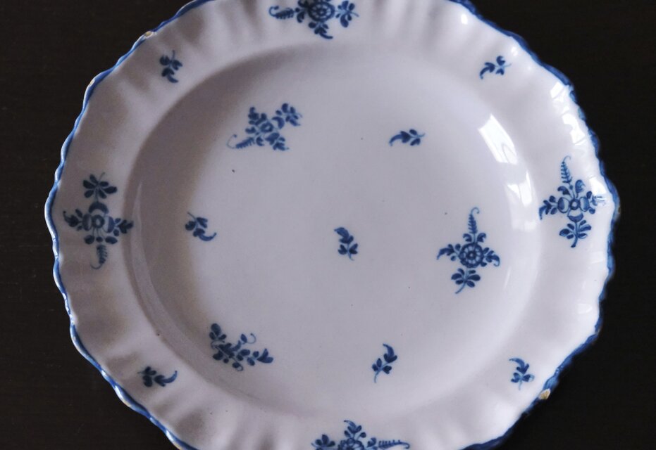 Moustiers ムスティエ 小枝柄 シェルリム 皿 深皿 平皿 φ24.3cm