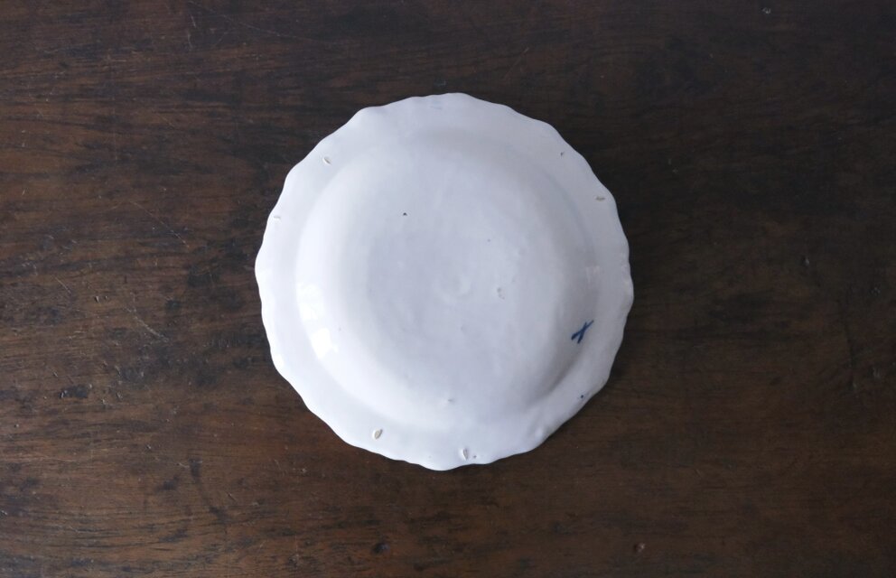 希少 Moustiers フランス製 ビンテージ お皿 Moustiers ムスティエ 小枝柄 シェルリム 皿 深皿 平皿 φ24.3cm