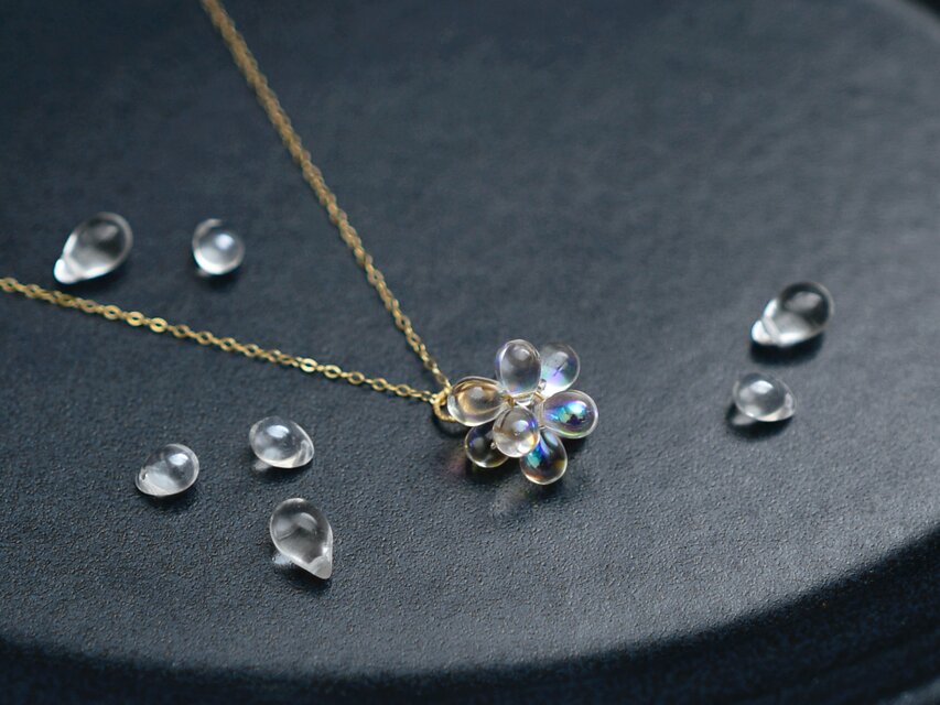 【14kgf ネックレス】シャボン玉 オーロラ ロング