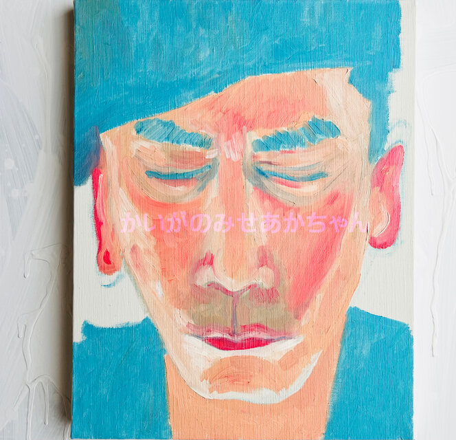 原画「キスを待つ男」F6・油彩