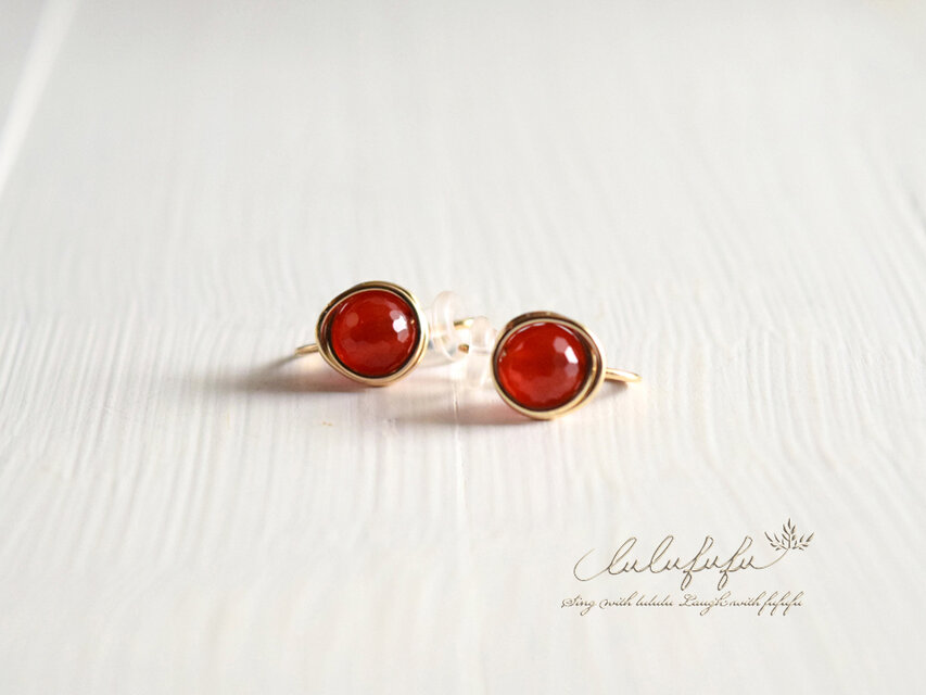 ▽14kgf ワイヤーイヤリング◇レッドアゲート