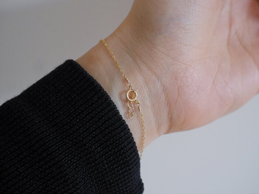 水平線 ｜14kgf 華奢なゴールドチェーンブレスレット【長さオーダー