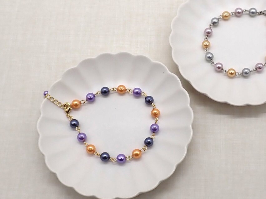 《２色から選べる》ハロウィンパールブレスレット