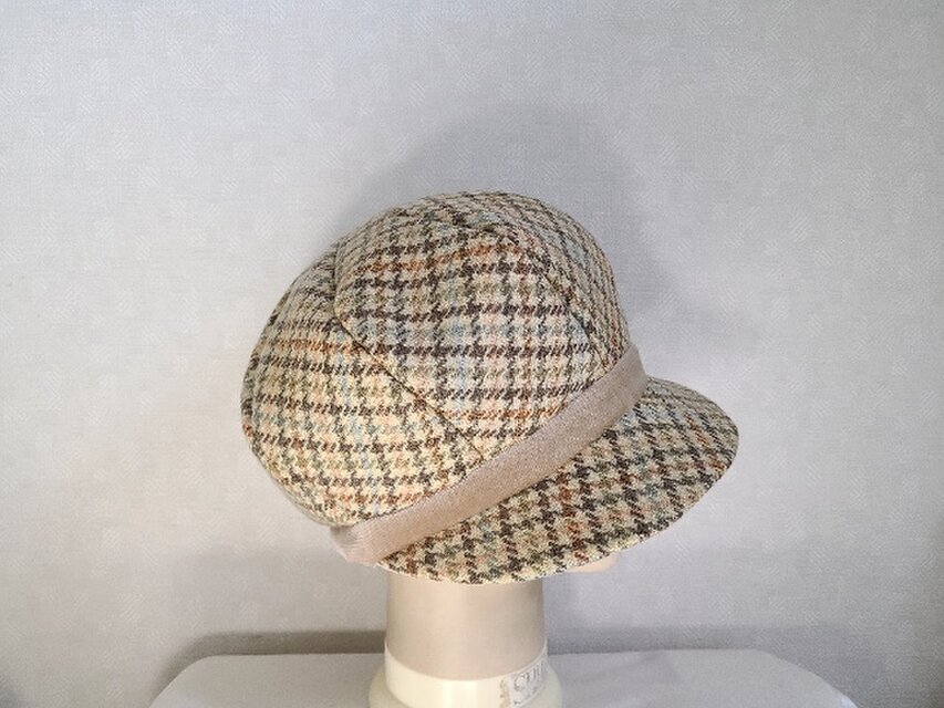 魅せる帽子☆※【秋冬新作】ウールチェックのキャスケット～ベージュ