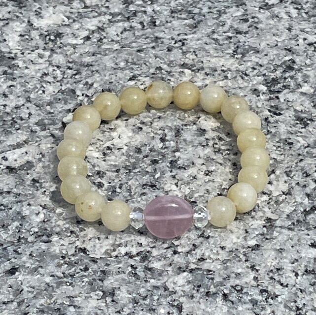 ブレスレット♡ローズクォーツ×イエロージェイド
